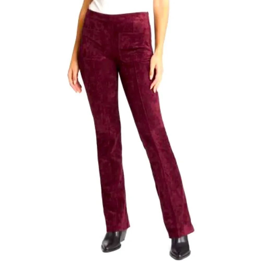 - Blank NYC New Bordeaux Faux suede Flare pants